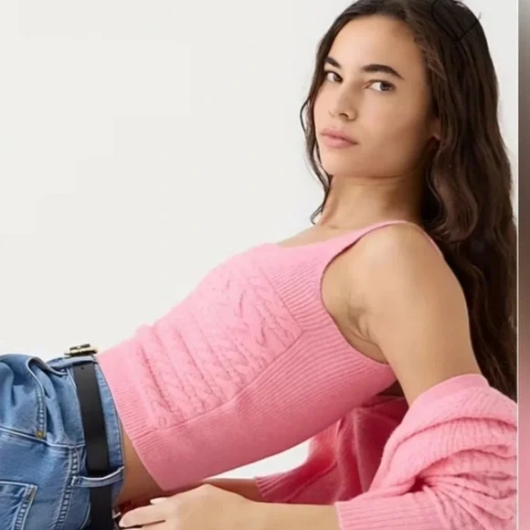 J. Crew Supersoft Cropped Tank Top Alpaca/Wool Blend Size L - Picture 2 of 6